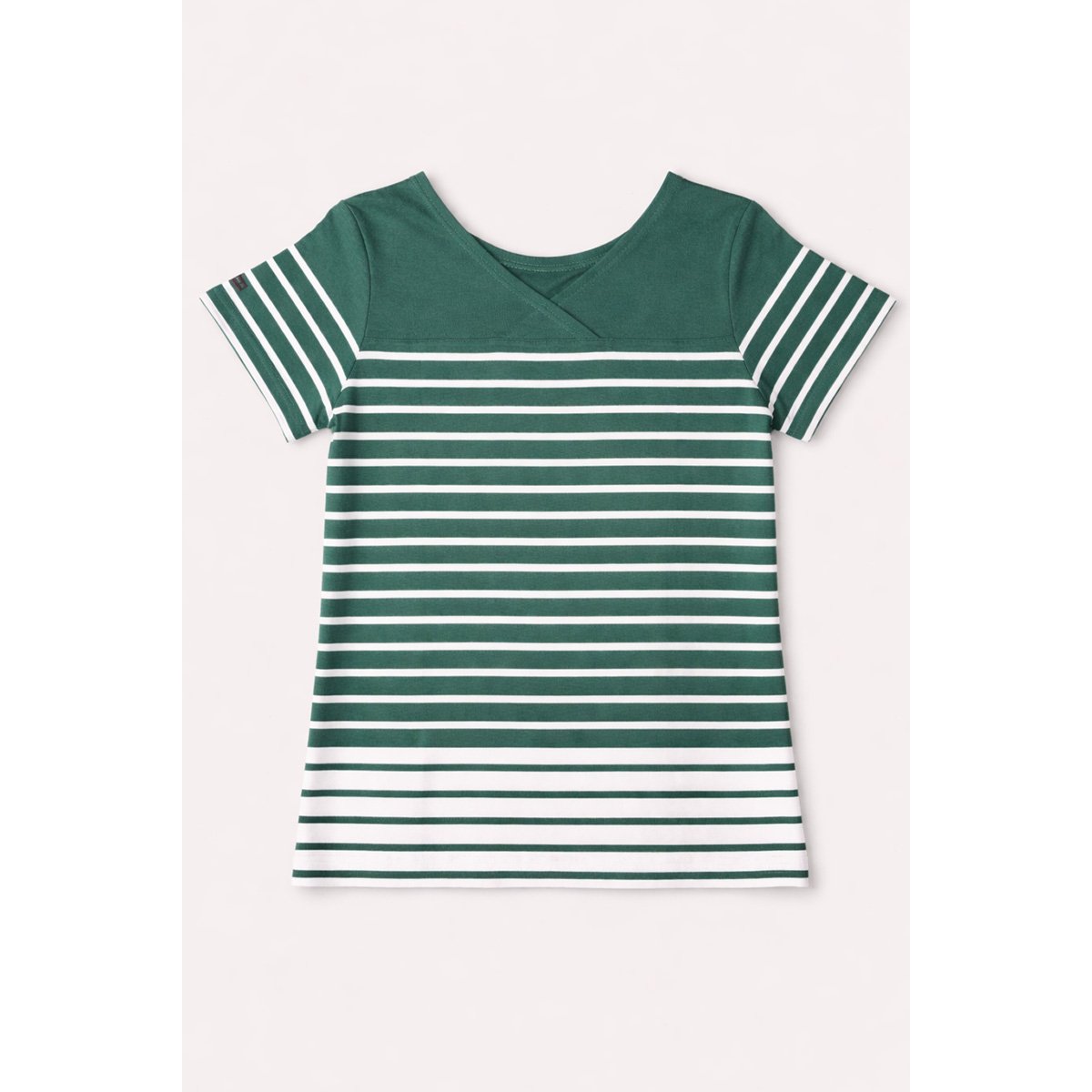 Marinière dos V - coton léger silver pine / blanc, ARMOR-LUX
