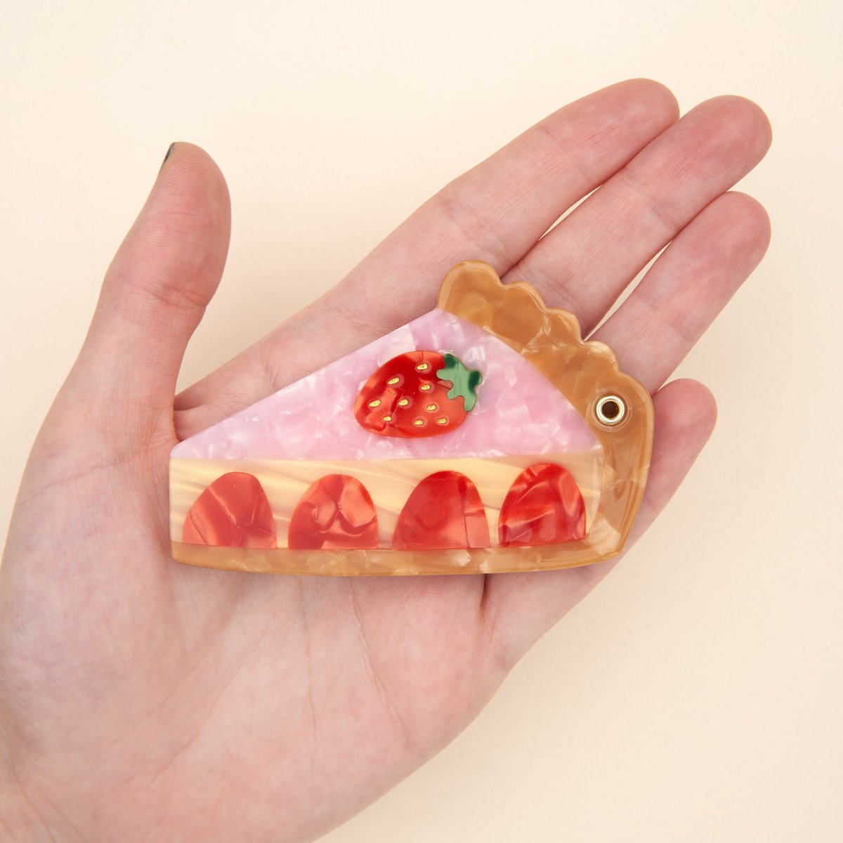 Pince à cheveux TARTE AUX FRAISES rose et rouge, COUCOU SUZETTE