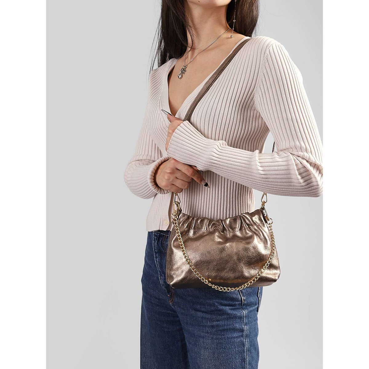 Sac bandoulière Nine cuir bronzo, MILANO