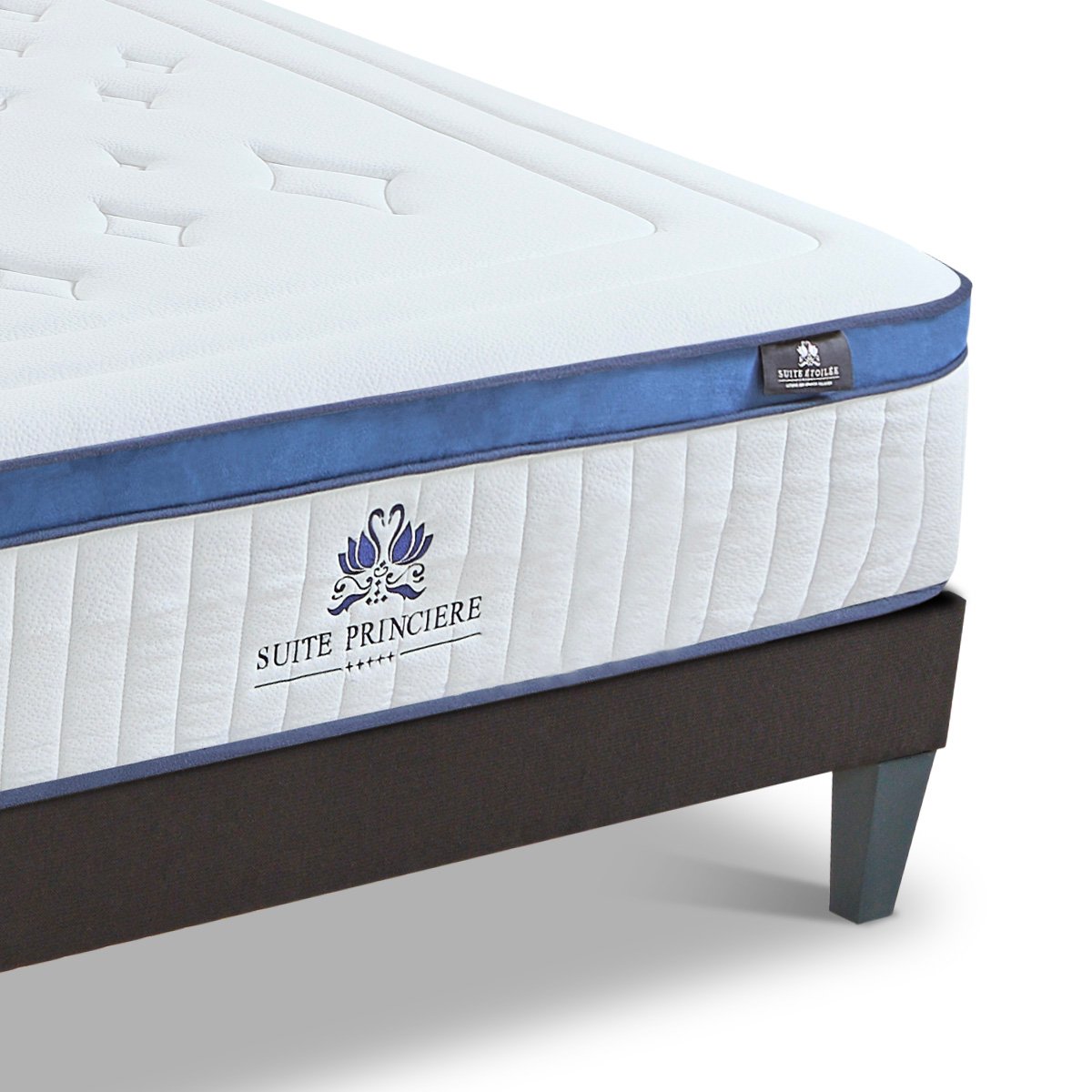 Ensemble Suite Princière 90x190 cm Matelas Micro-ressorts + Sommier Bois couleur unique, BELLECOUR