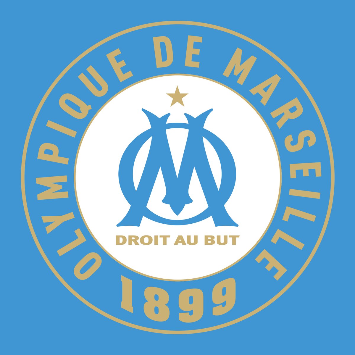 Serviette de bain et de plage imprimé velours 100% coton, OM ÉQUIPE bleu, OLYMPIQUE DE MARSEILLE