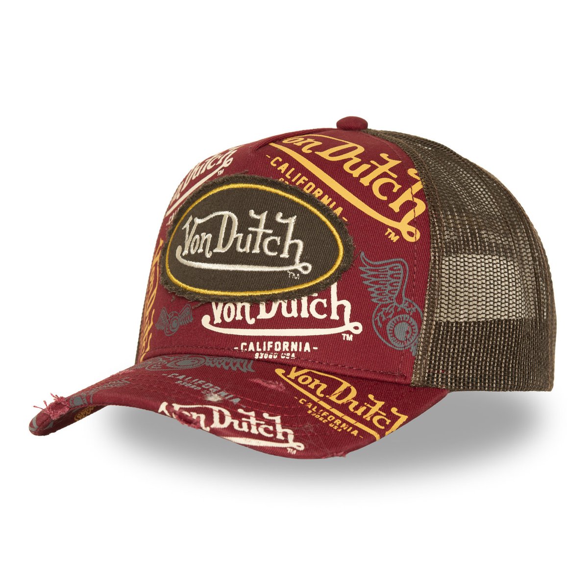 Casquette Trucker Cafe bordeaux/orange/gris/blanc/jaune/kaki, VON DUTCH