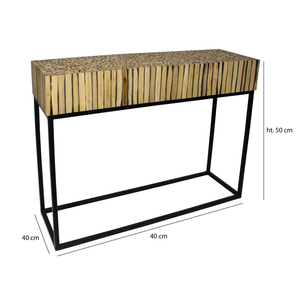 Console en métal et branche de teck, TAHAA naturel-noir, NOW'S HOME
