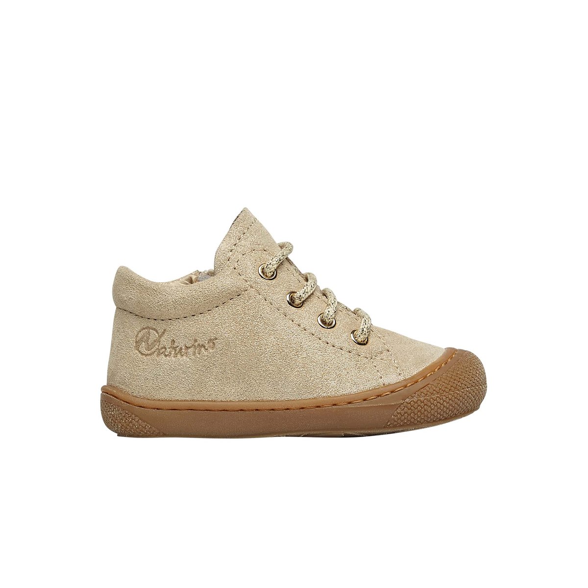Chaussures premiers pas en cuir avec zip COCOON ZIP platine, NATURINO