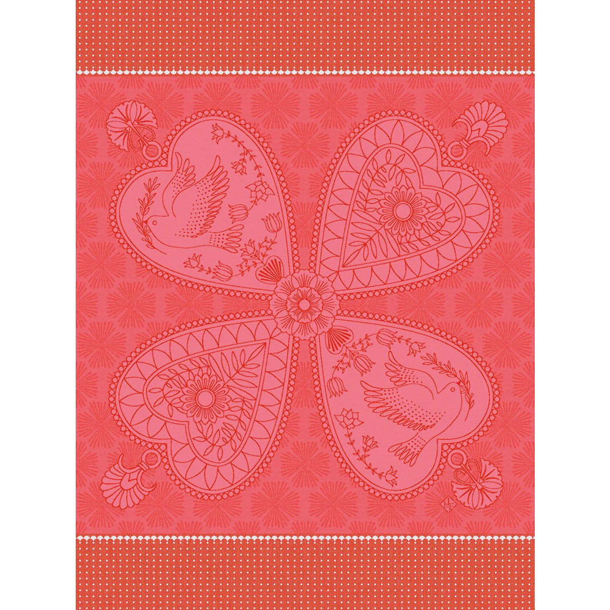 Torchon Peace & Love Coton amour, LE JACQUARD FRANCAIS