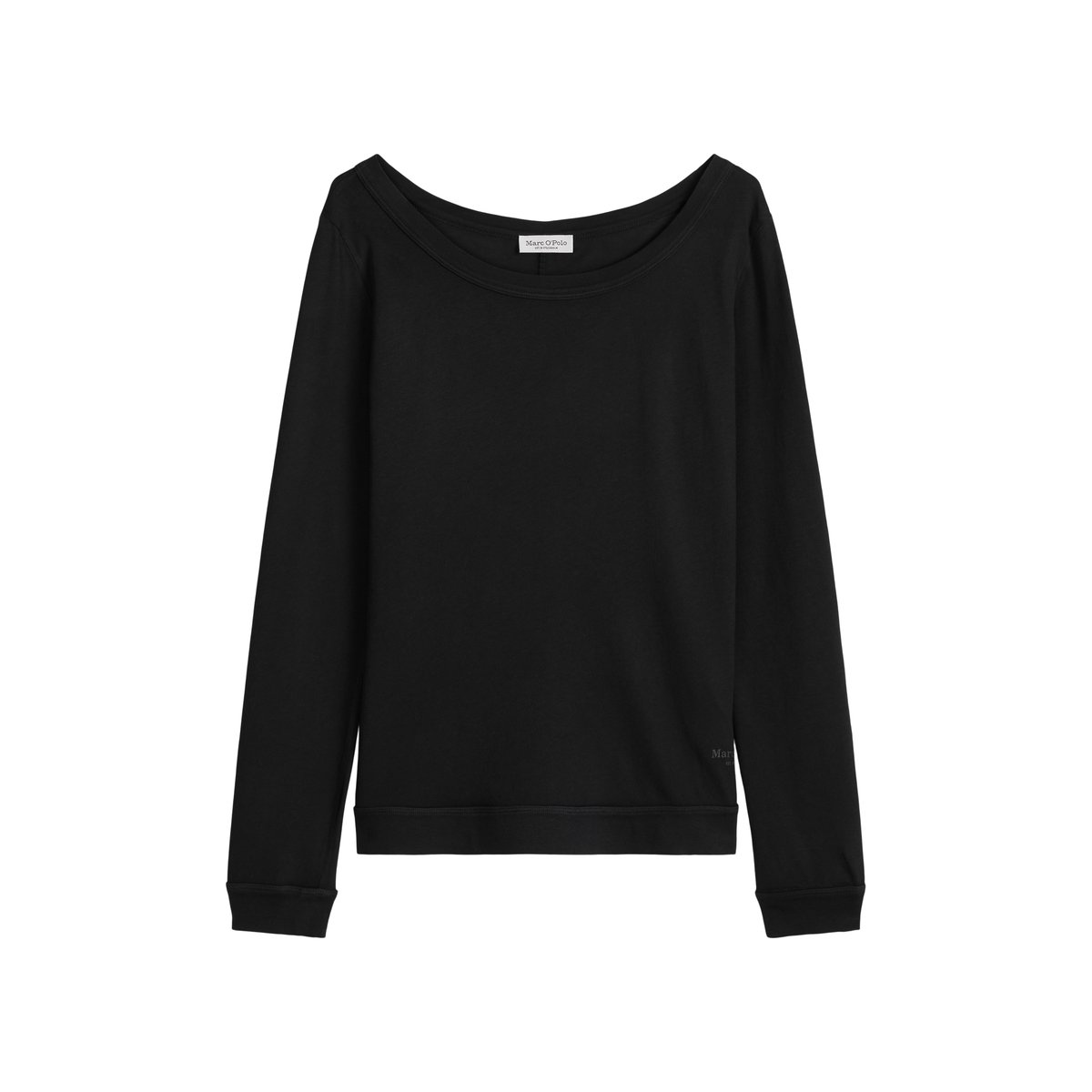 T-shirt long régulier en jersey simple de coton doux noir, MARC O'POLO