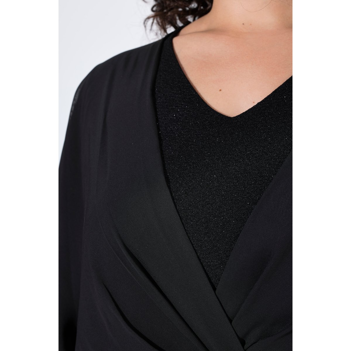 Robe maxi en mousseline, paillettes noir, ULLA POPKEN