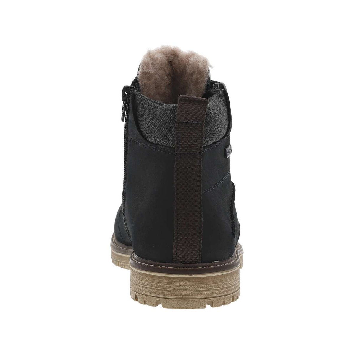 Bottines marine à talon plat et à lacets plats et zip avec doublure chaude marine, RIEKER