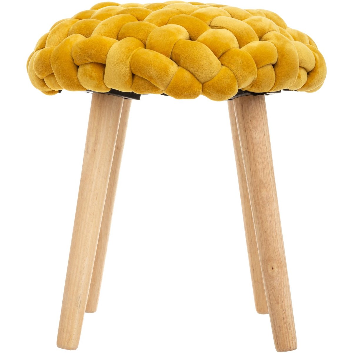 Tabouret en tricot design scandinave COSY ocre, ATMOSPHERA