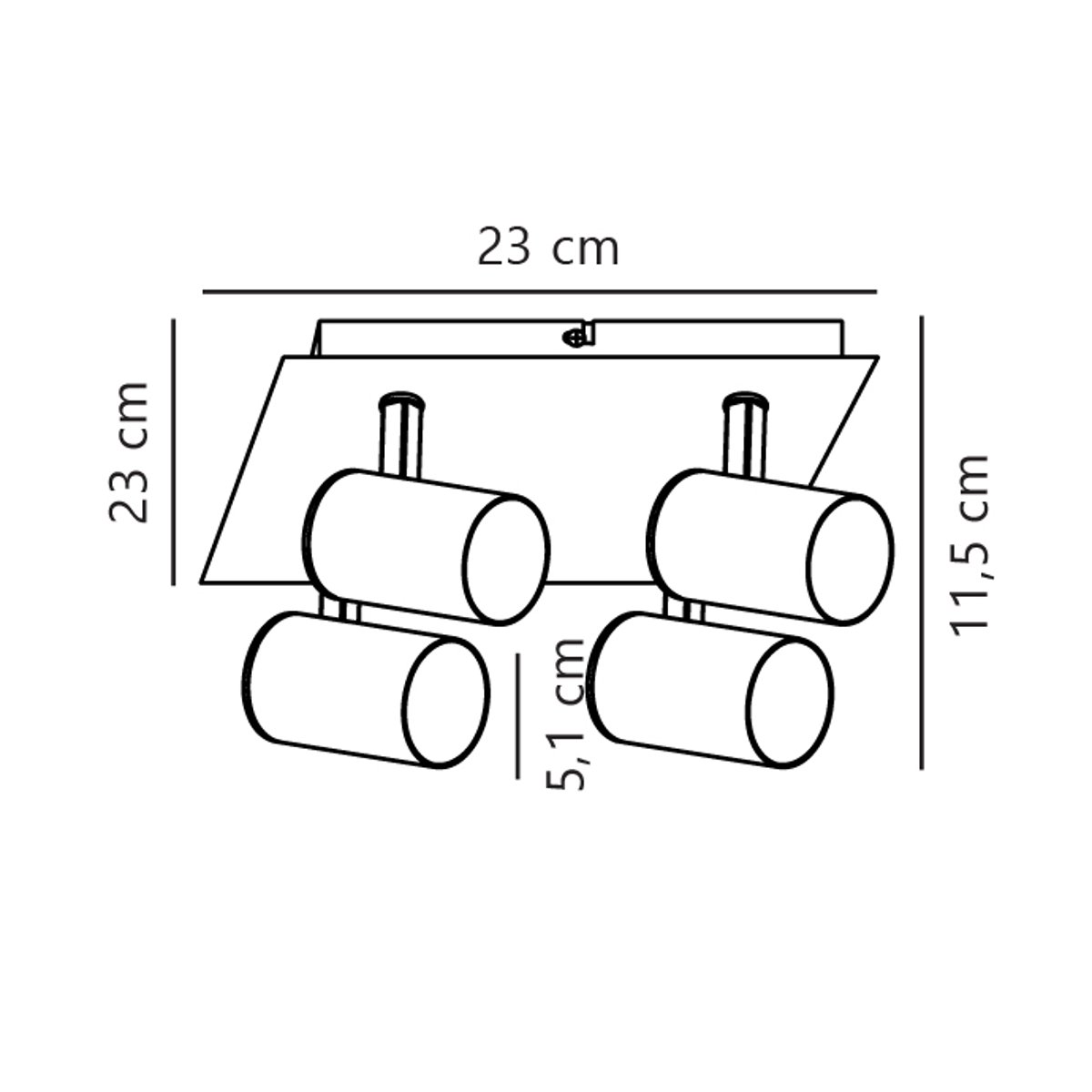 Plafonnier 4-spots abat-jour inclinable et orientable en métal, FRIDA blanc, NORDLUX