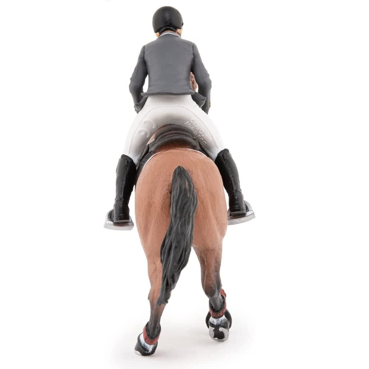 Figurine Cheval de concours et son cavalier marron, PAPO