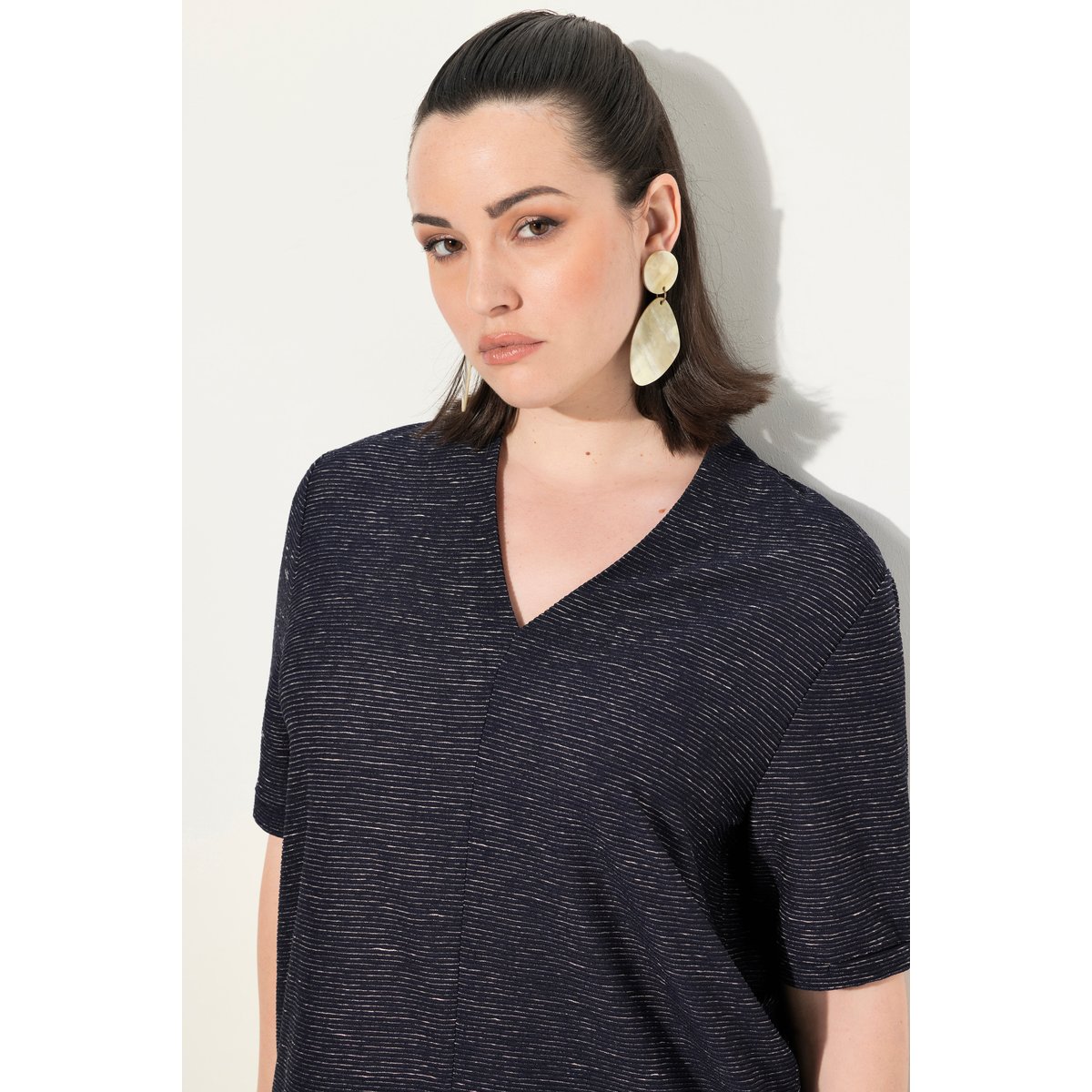 Sweat-shirt à manches courtes et marine, ULLA POPKEN