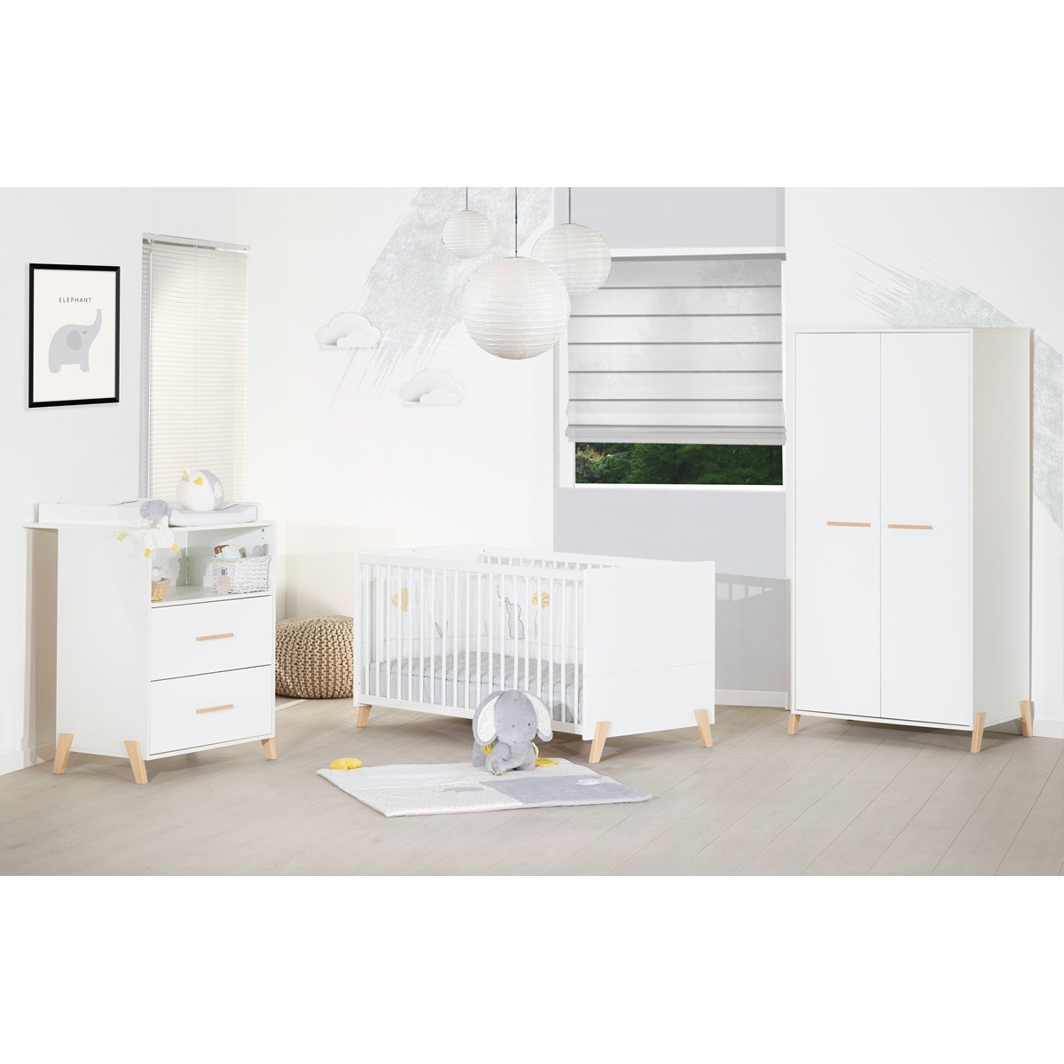 Lit évolutif - Little Big Bed sur pieds en bois blanc/marron, BABY PRICE