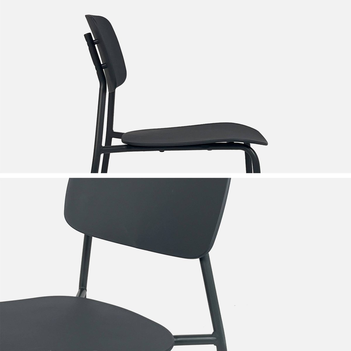 Chaise de jardin empilable acier et plastique (lot de 2) LIVA anthracite, SWEEEK