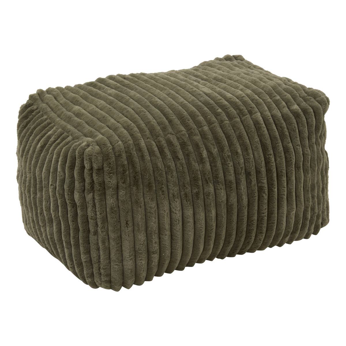 Pouf rectangulaire en velours côtelé MUZI vert kaki, ATMOSPHERA