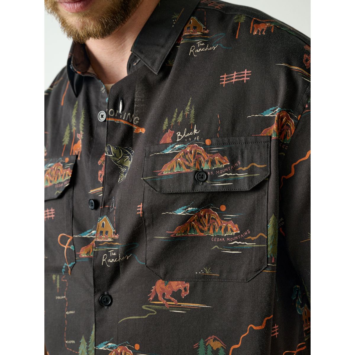 Chemise manches courtes à imprimé noir, NEXT