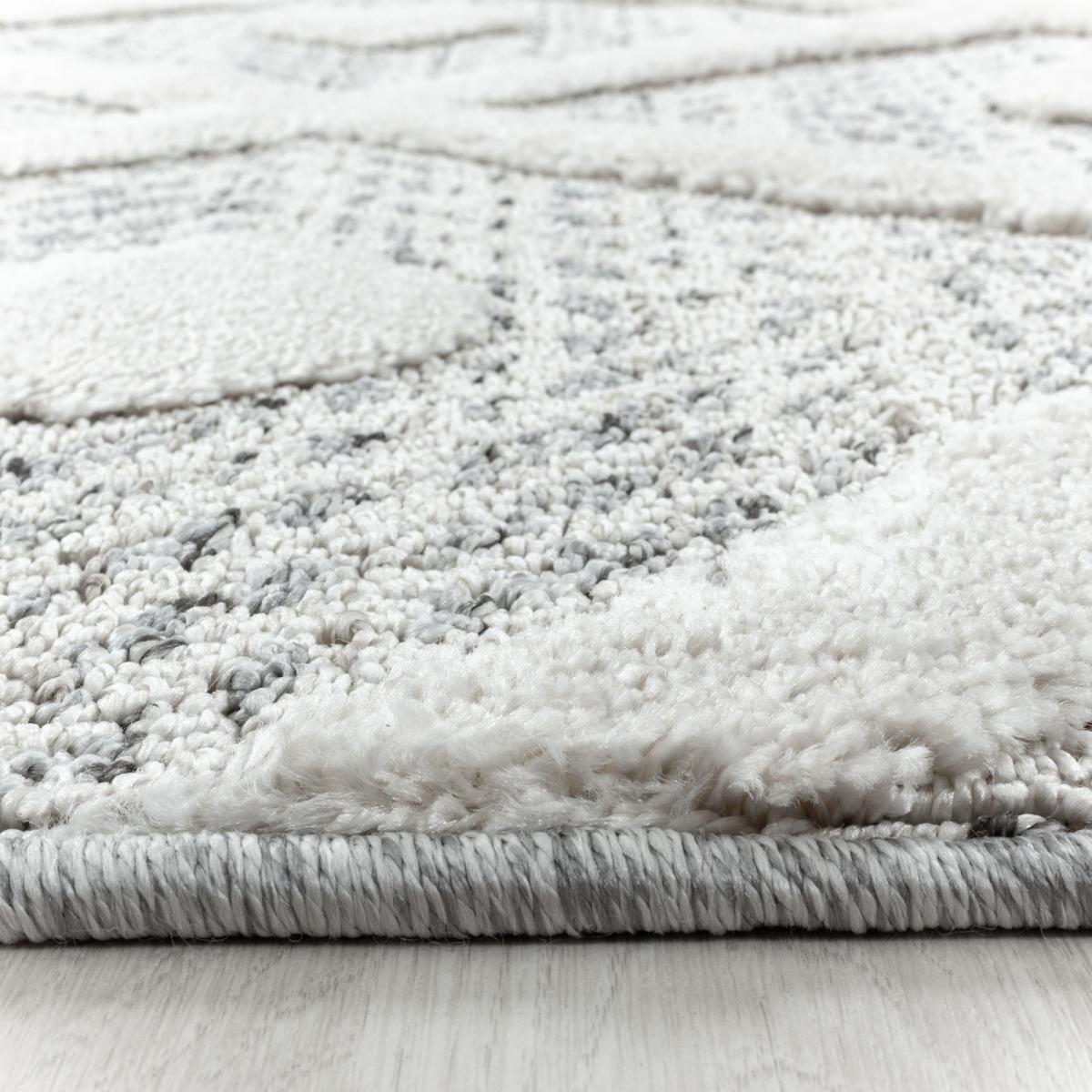 Tapis salon et chambre tissé motif scandinave PISTIOUM gris, blanc, UN AMOUR DE TAPIS