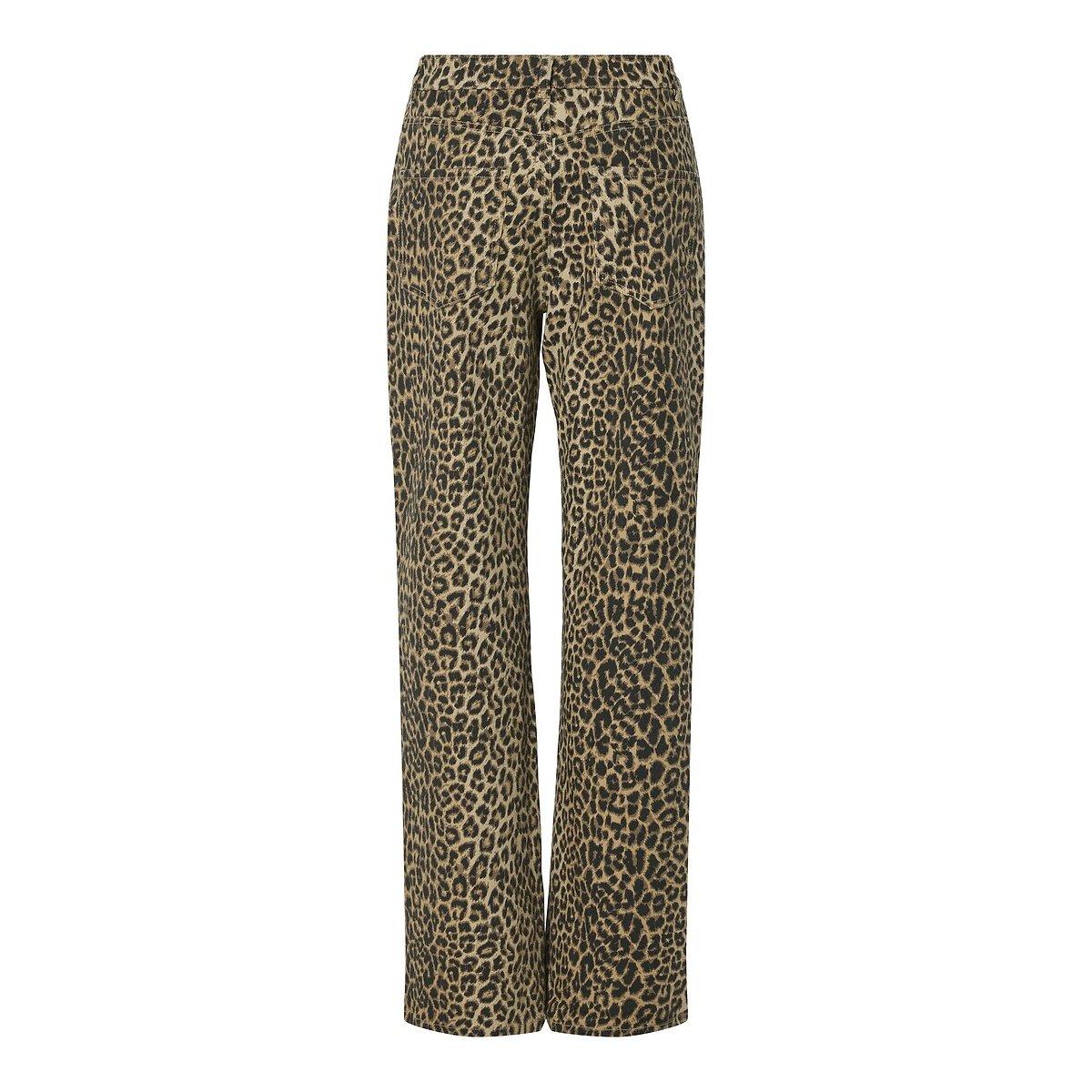 Jeans direitos de leopardo, cintura subida estampado leopardo, PIECES