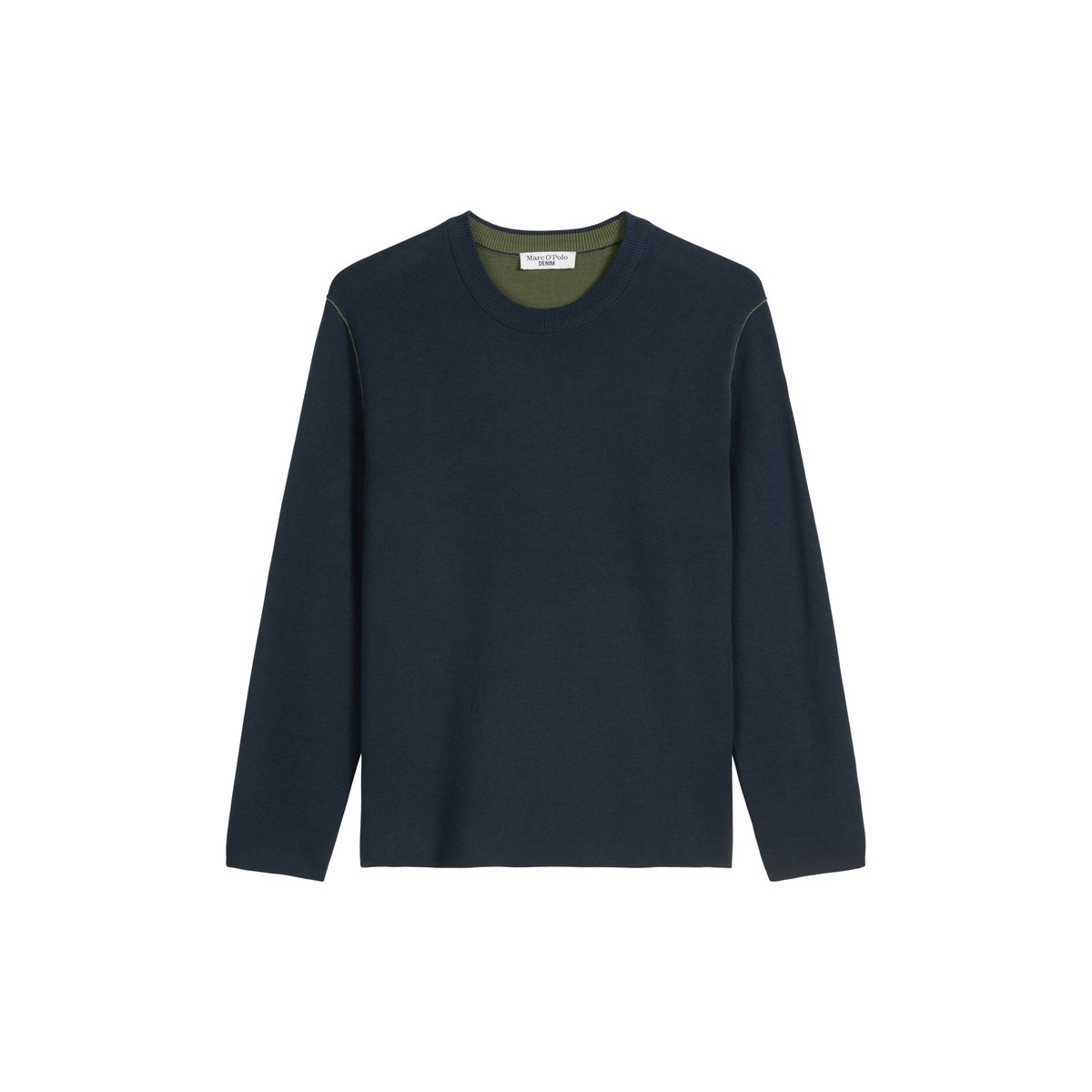 Pull-over regular en coton double face bleu foncé, MARC O’POLO DENIM