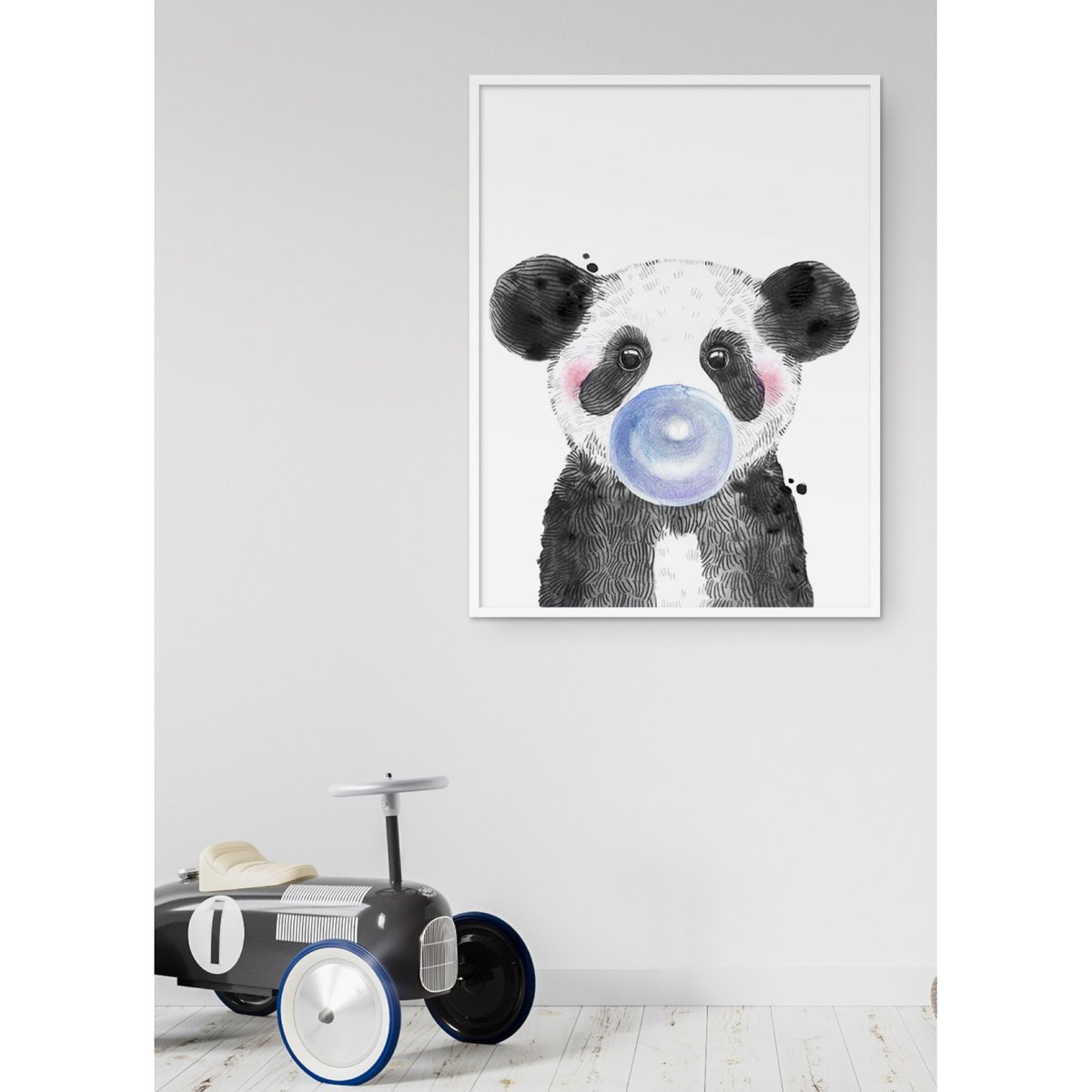 Affiche Bulle de Panda Bleue blanc, L'AFFICHERIE