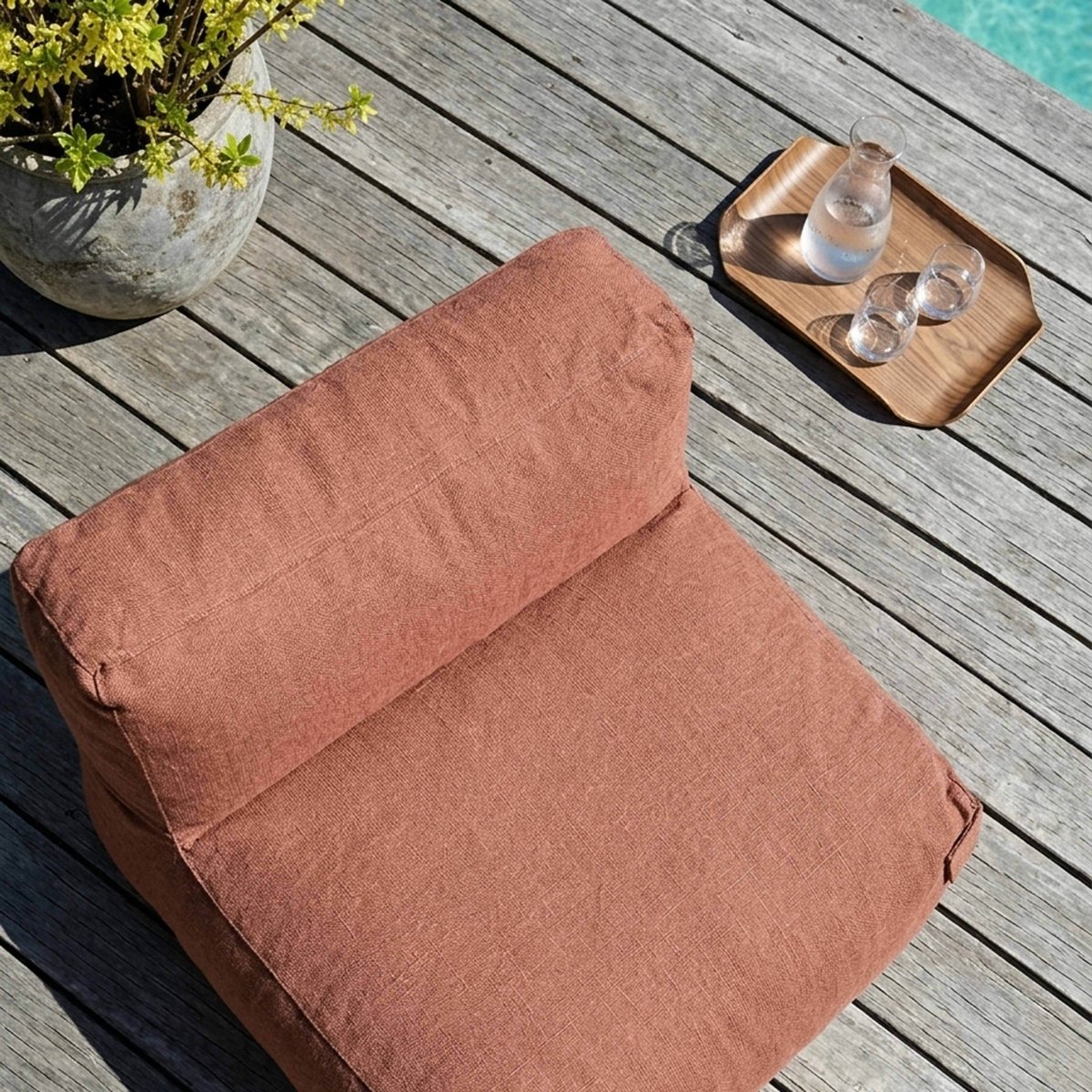 Chauffeuse pour salon de jardin modulable, MIXI terracotta, OVIALA
