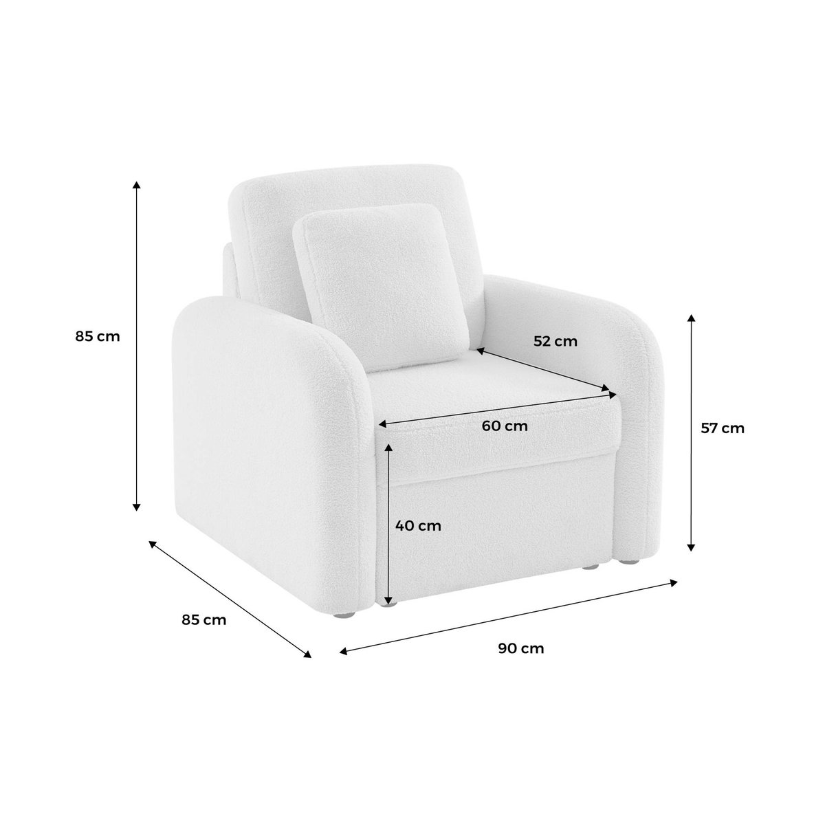 Fauteuil arrondi tissu bouclette MILANO crème, SWEEEK