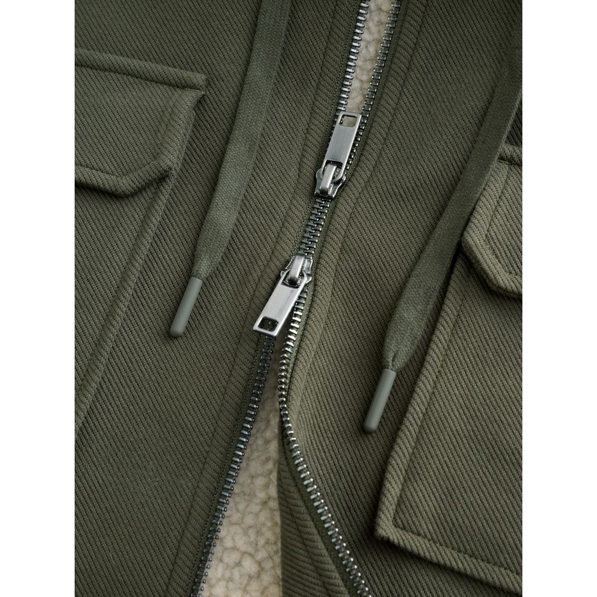 Veste-chemise doublée de peau lainée vert kaki, NEXT