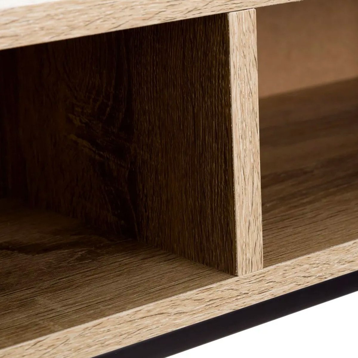 Console d'entrée en bois et métal noir à 2 casiers 80x30x75cm bois, WADIGA