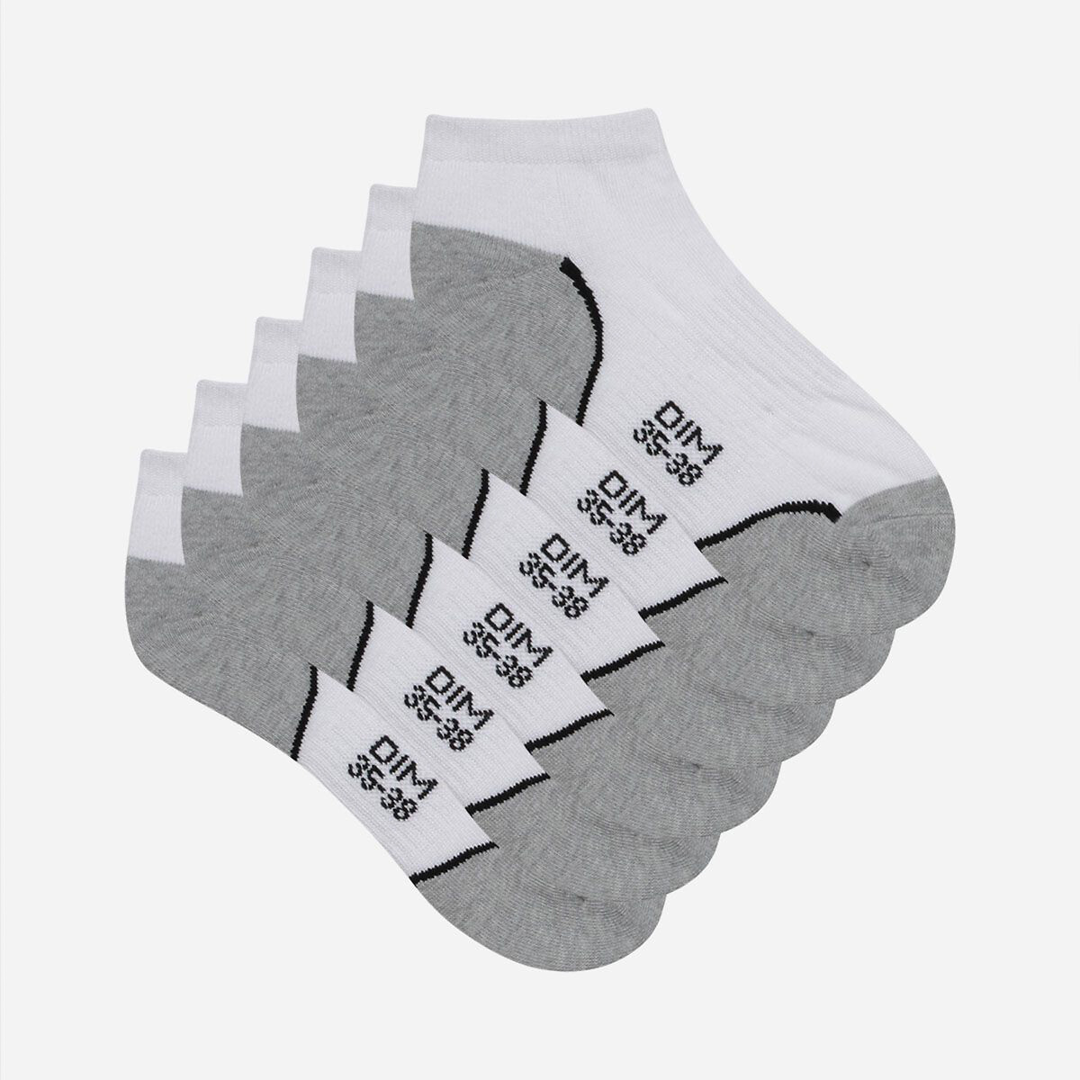 Lot de 3 paires de socquettes de sport blanc/gris, DIM