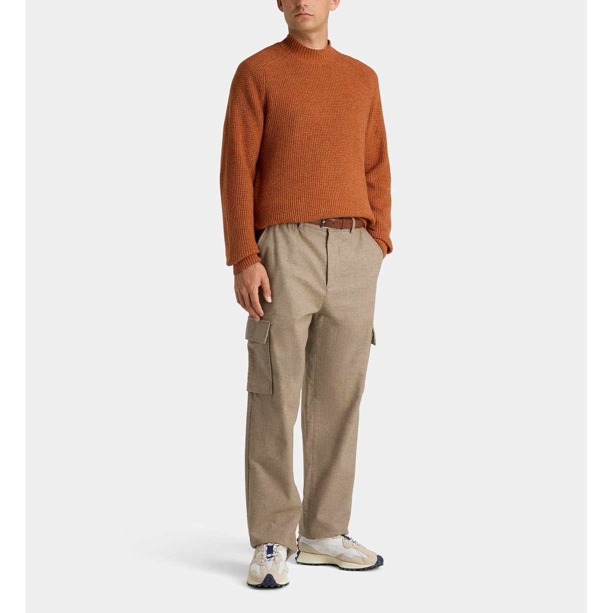 Pantalon ratwool cargo en coton beige, GALERIES LAFAYETTE