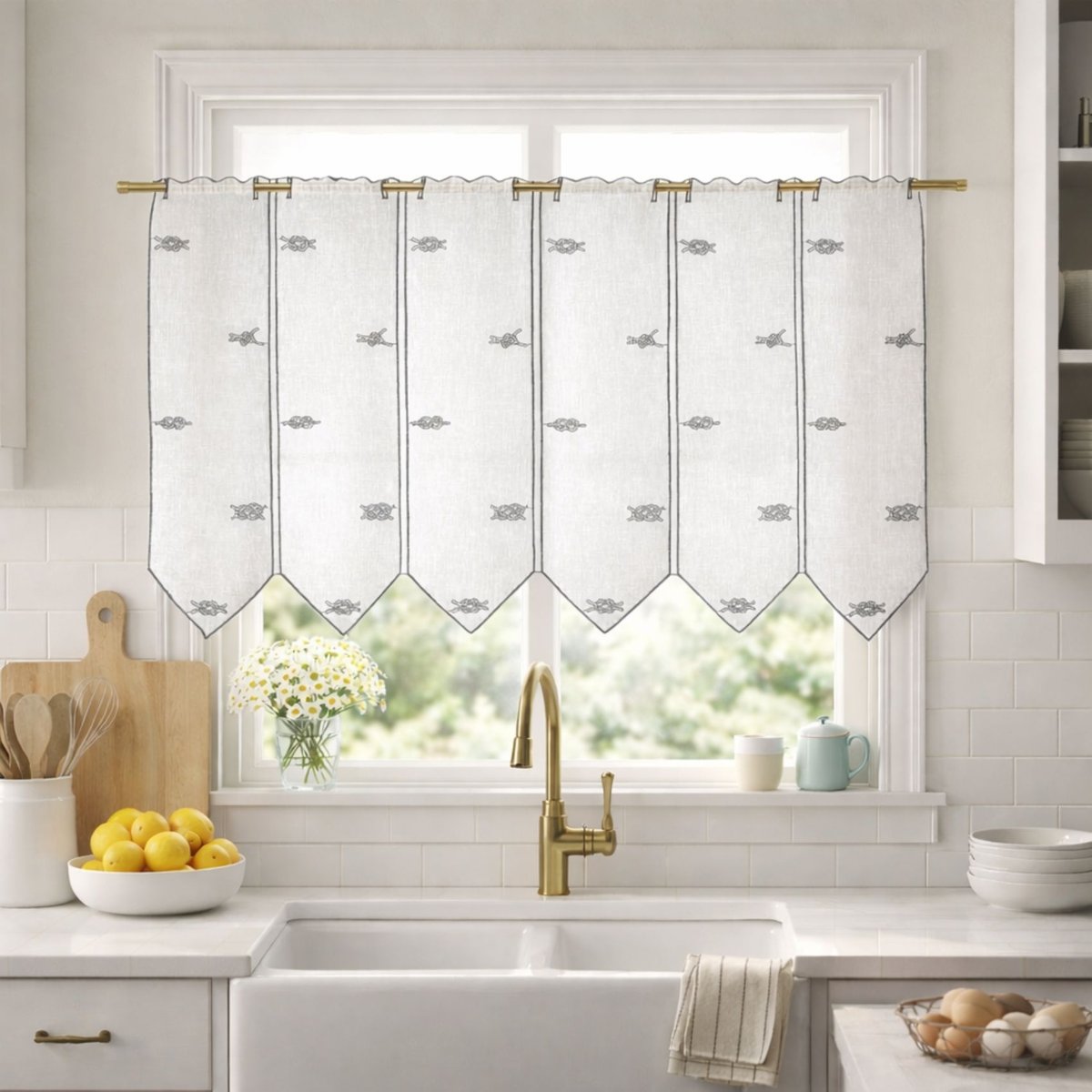 Brise-bise à motifs nœuds de marin blanc, HOME MAISON