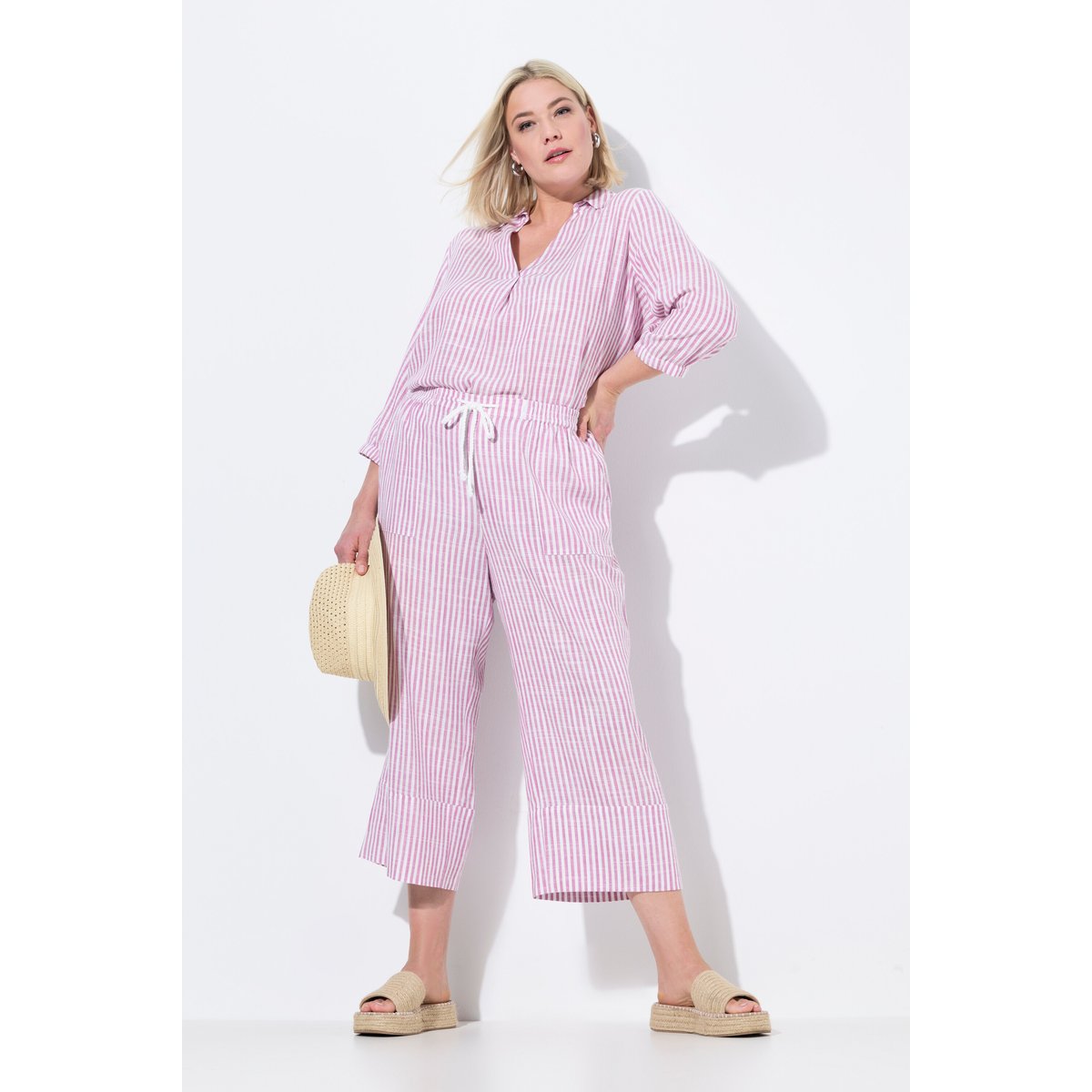 Jupe-culotte Rose en lin mélangé à fines rose frais, ULLA POPKEN