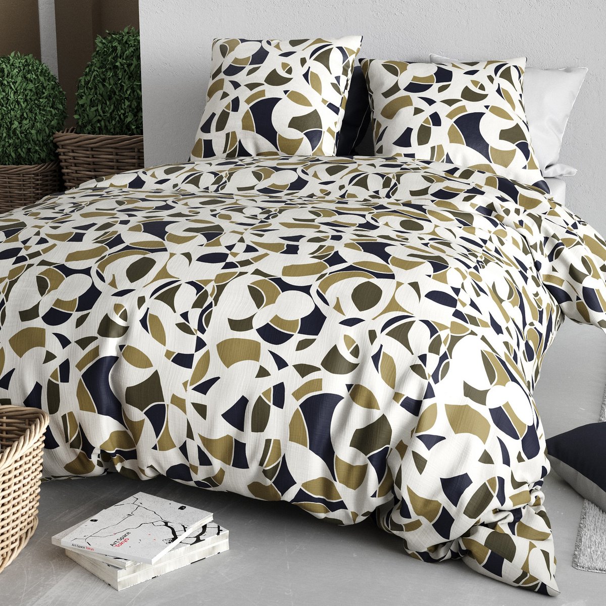 Parure de lit - Housse de couette Coton 57 fils multicolore, EDEN