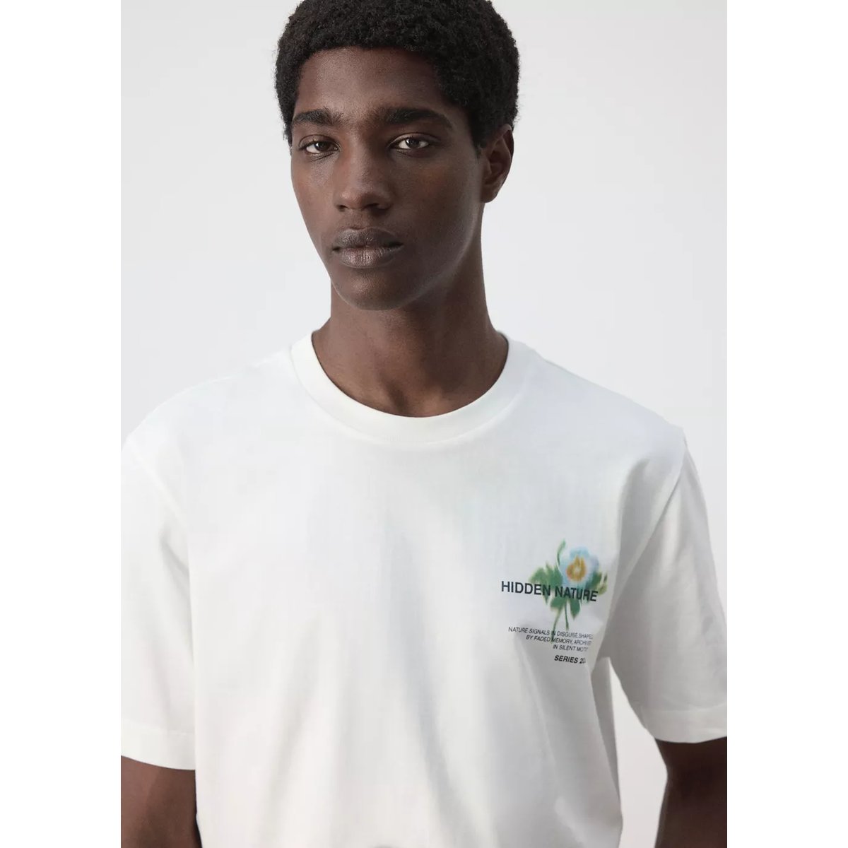 T-shirt 100 % coton imprimé blanc, MANGO MAN