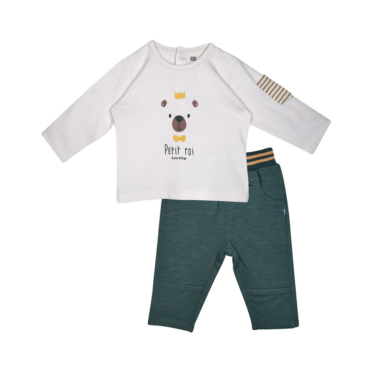 Ensemble tshirt pantalon phong maille vert, SUCRE D'ORGE