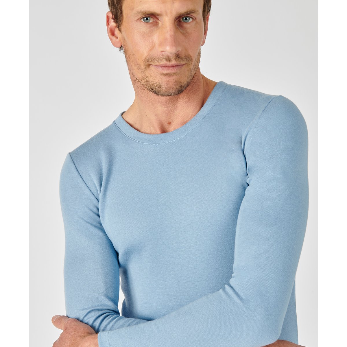 T-shirt  manches longues Thermolactyl bleu grisé, DAMART