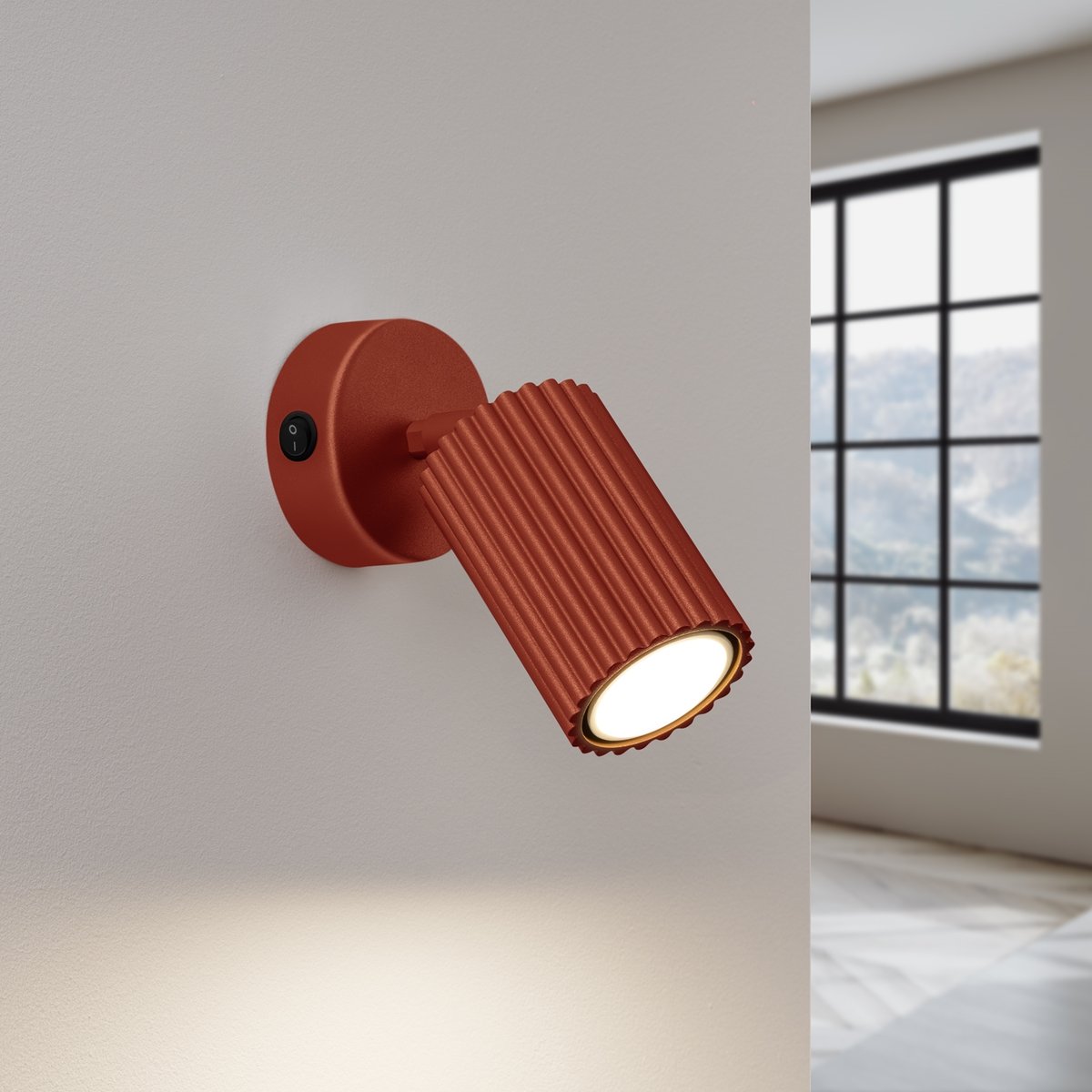 Applique Aluminium Ocre Rouge GU10 1 Karbon Switch rouge, EDEN