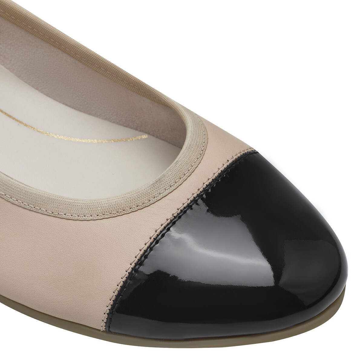 Ballerines en cuir nude/noir, TAMARIS