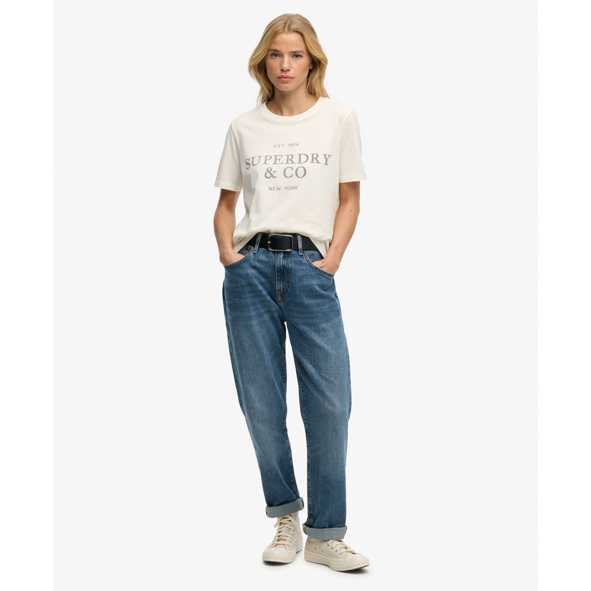 T-shirt Luxe Casual Coupe Décontractée crème, SUPERDRY