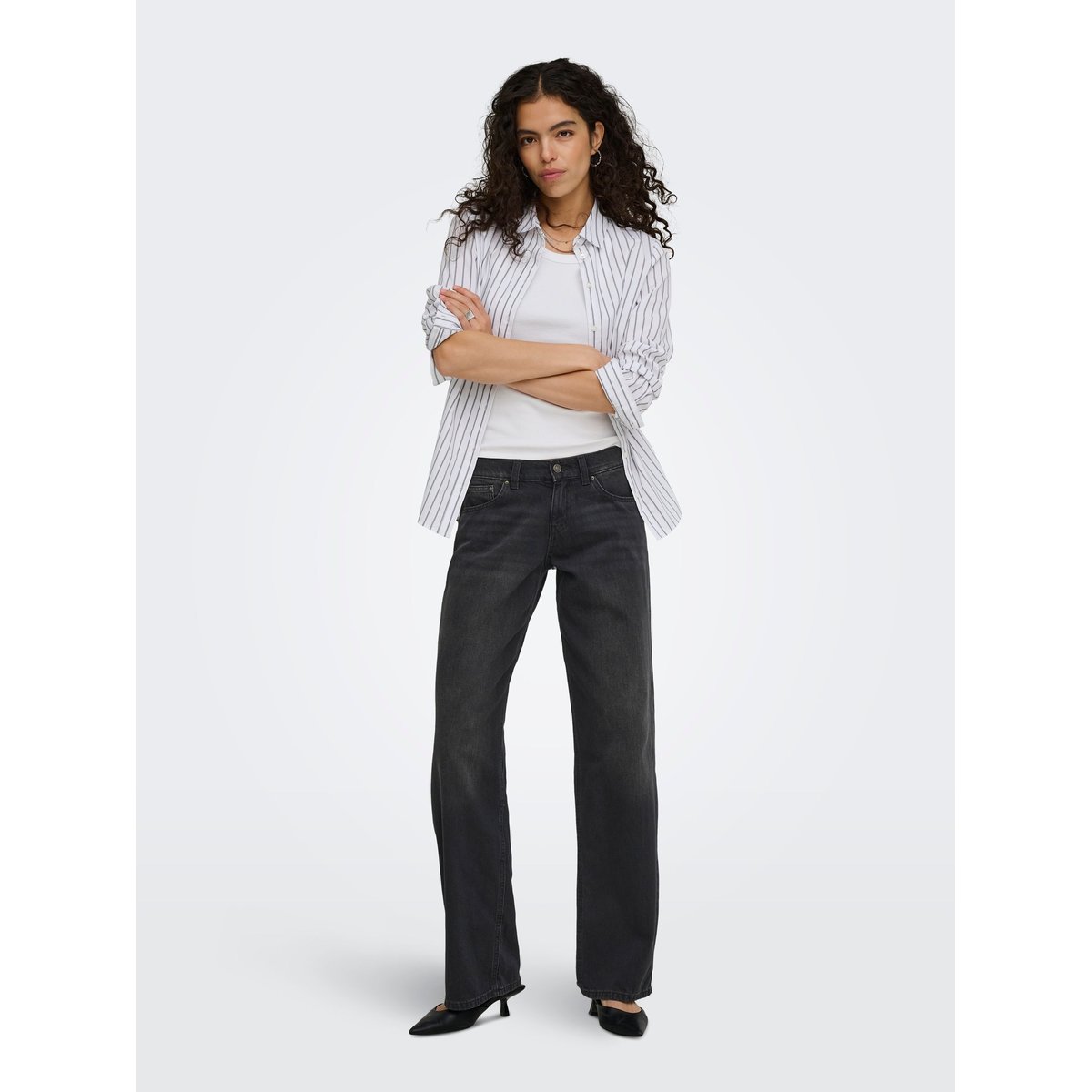 Jean À Jambe Large washed black, ONLY