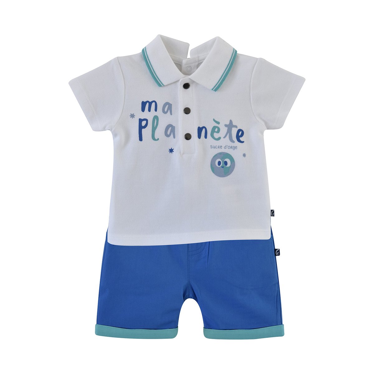Ensemble polo bermuda enzo bleu, SUCRE D'ORGE