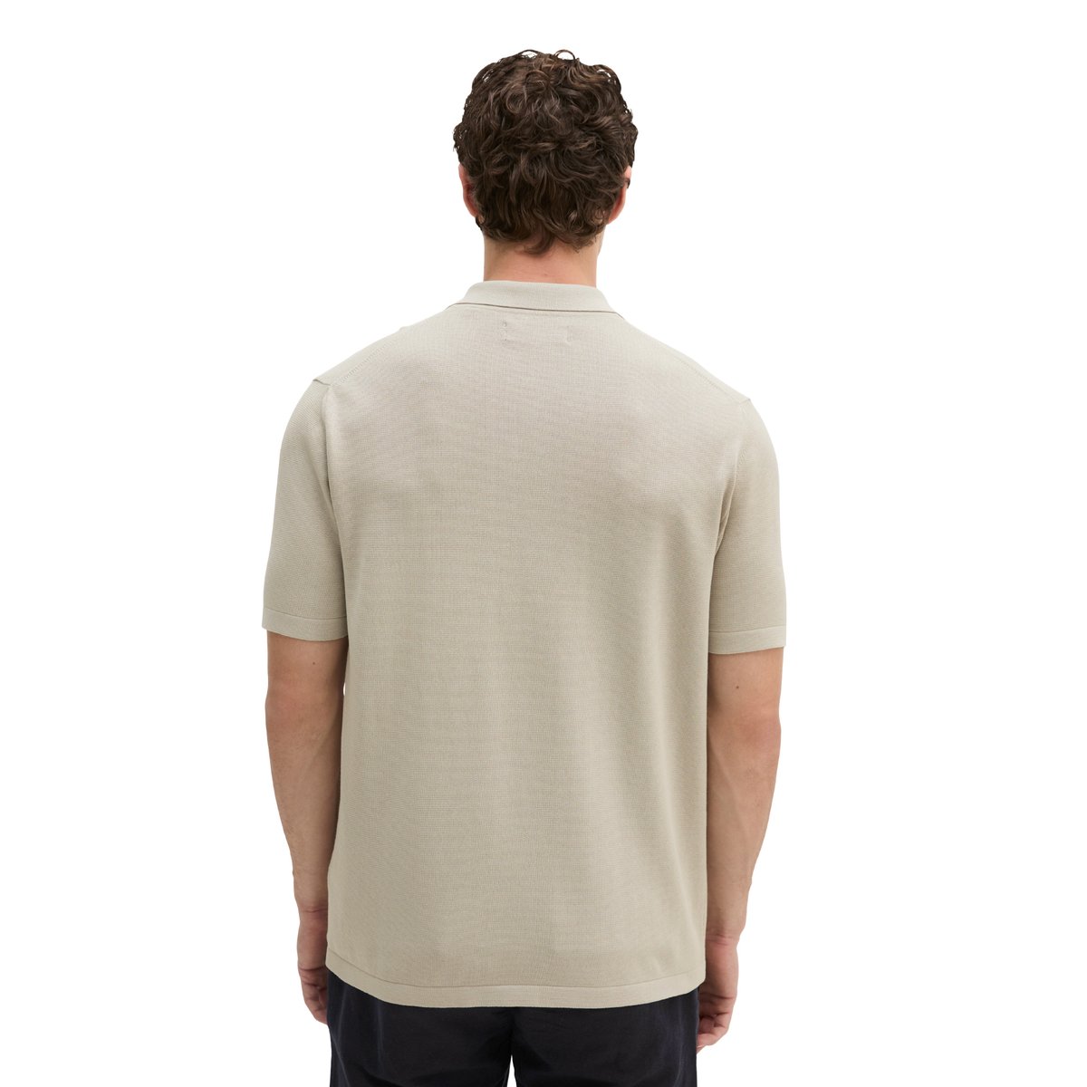Polo en tricot régulier en pur coton bio gris clair, MARC O'POLO