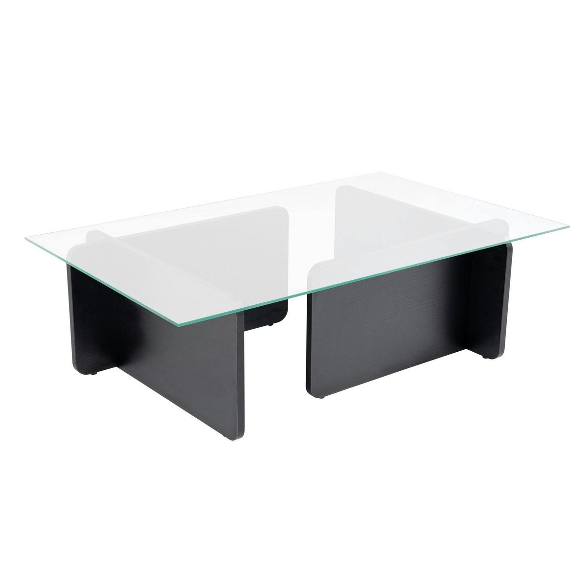 Table basse déstructurée, plateau verre SALTA noir, PIER IMPORT