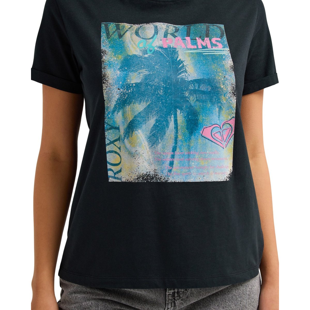 T-Shirt, manches courtes, col rond, . noir anthracite, ROXY