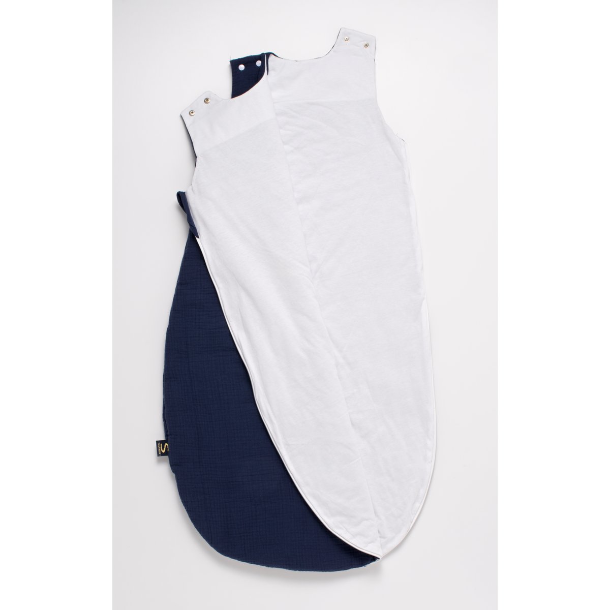 Gigoteuse bébé hiver en double gaze de coton bleu, SAUTHON
