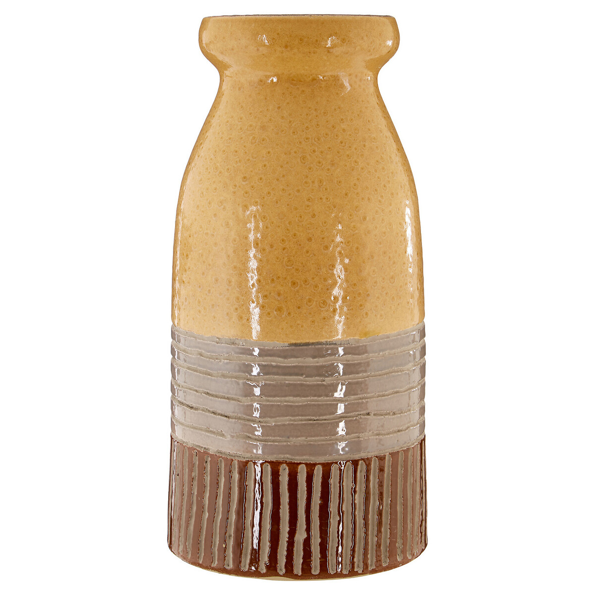 36cm Ochre, Grey and Brown Earthenware Vase brown , SO'HOME
