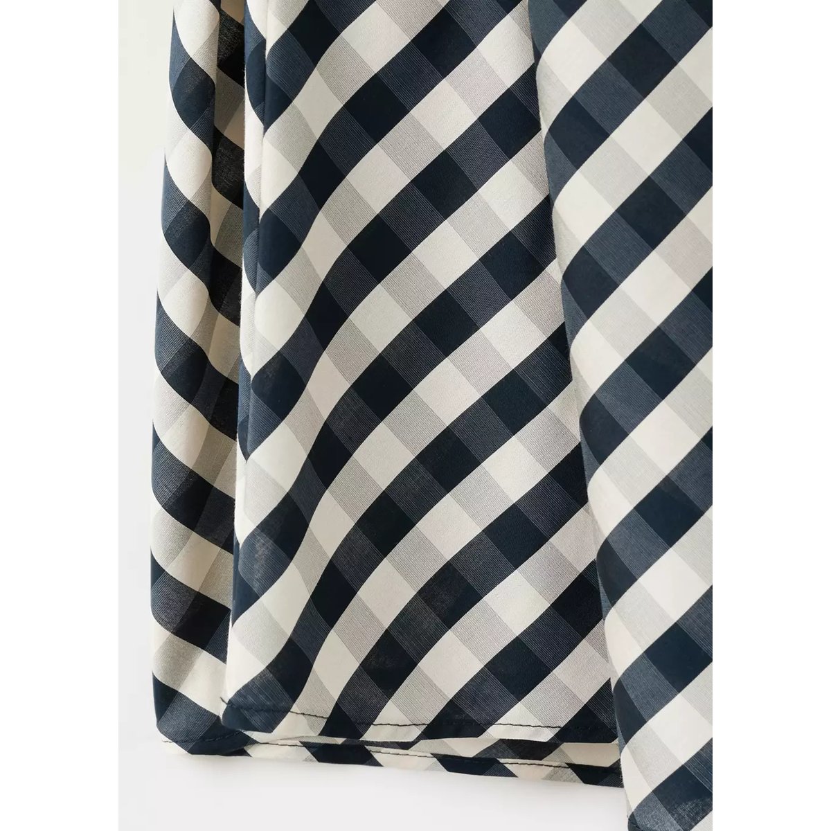 Jupe vichy détail drapé bleu marine, MANGO