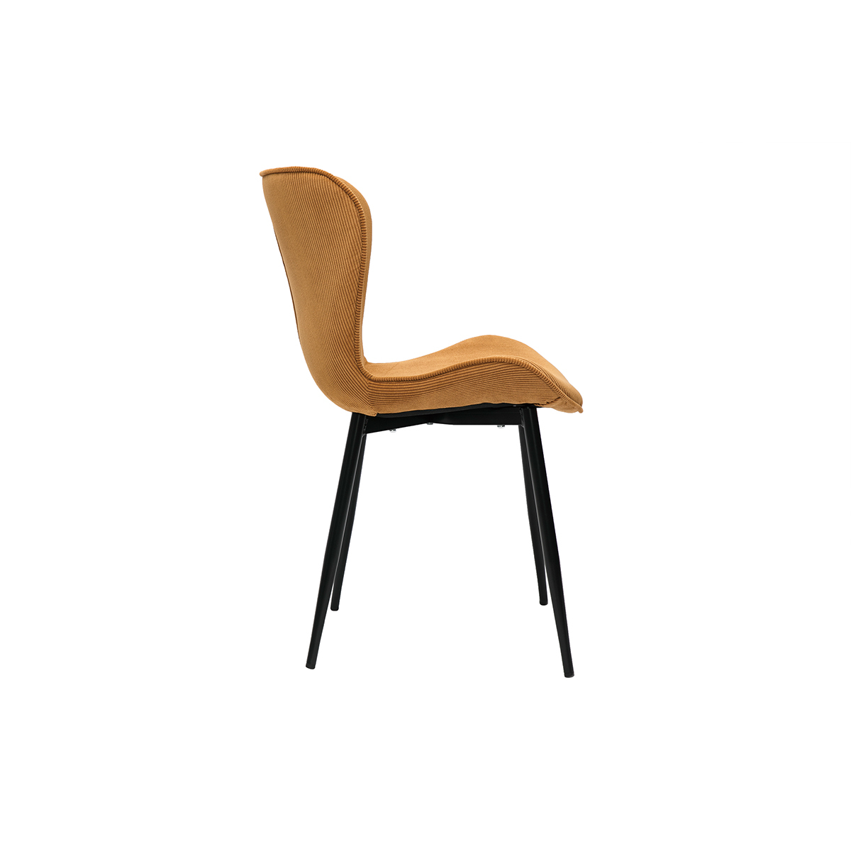 Chaises design en tissu velours côtelé vert kaki et métal noir (lot de 2) ADDICT jaune, MILIBOO