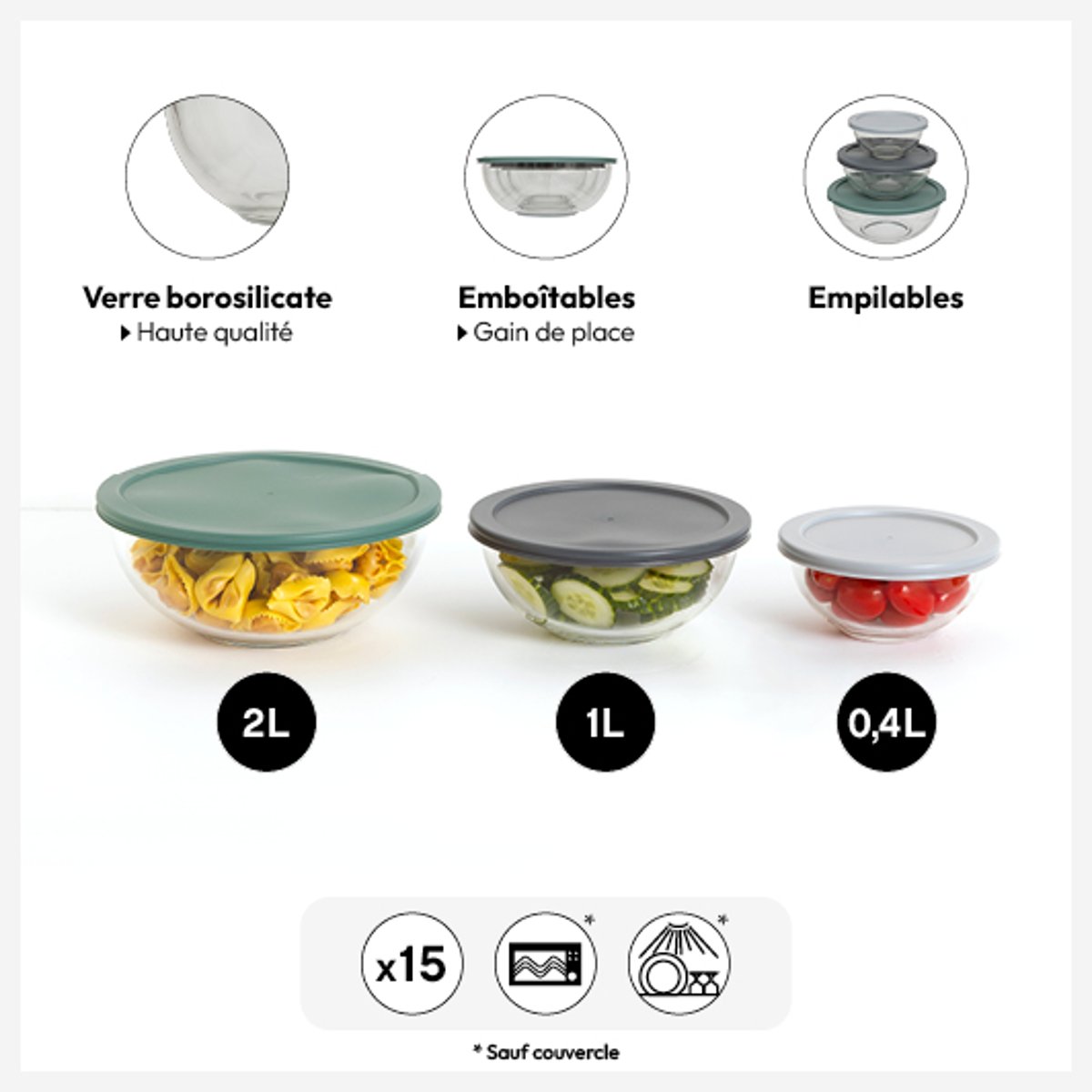 Set de 3 boîtes de conservation en verre KEEPEAT multicolore, 5FIVE SIMPLY SMART
