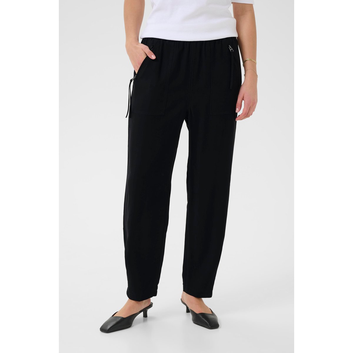 Pantalon casual noir, KAFFE